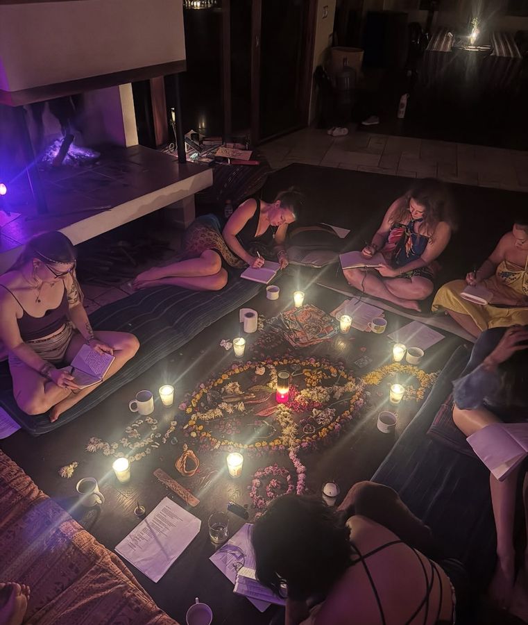 A candlelit evening ceremony